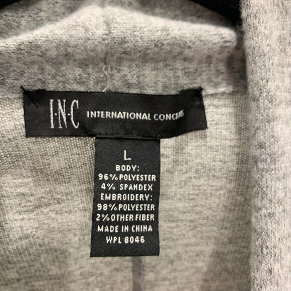 INC Women’s Gray Embroidered Cardigan Floral Sleeves Size Large NWT - Picture 3 of 3